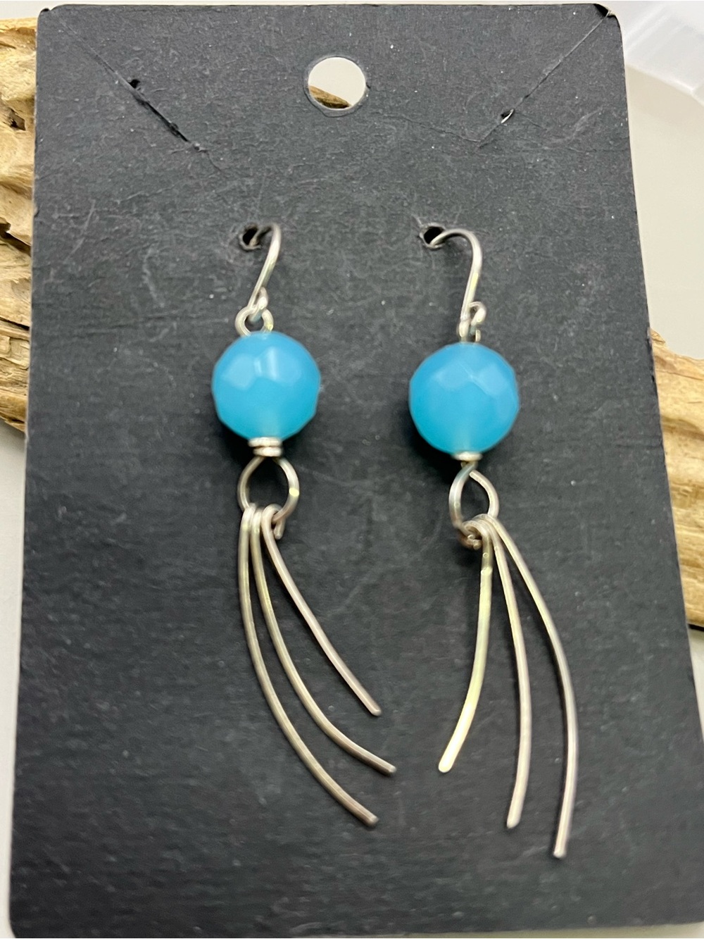 Handmade Sterling Silver Aqua Blue Chalcedony Fringe Dangle Earrings Mig Lemire